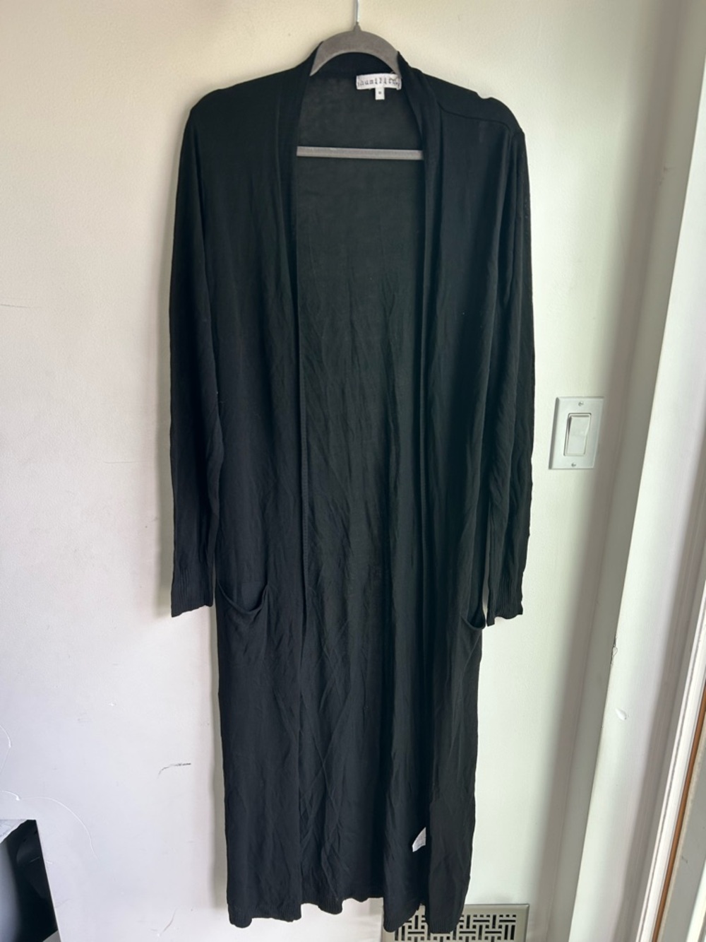 Humility black long duster/sweater. Women’s size Medium. Like new!